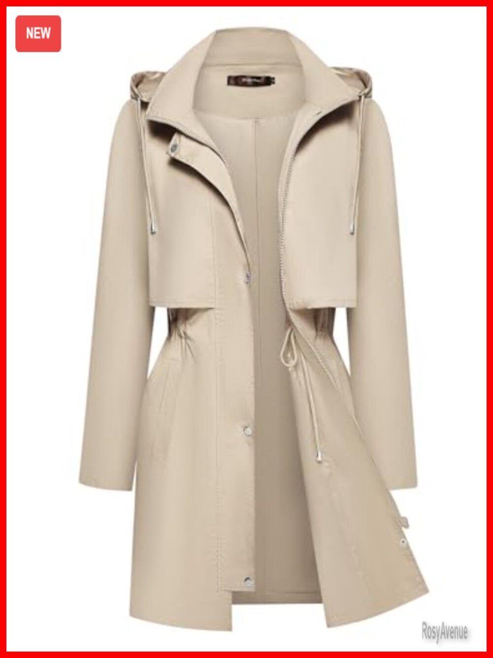Lightweight Waterproof Hooded Rain Jacket Trench Coat